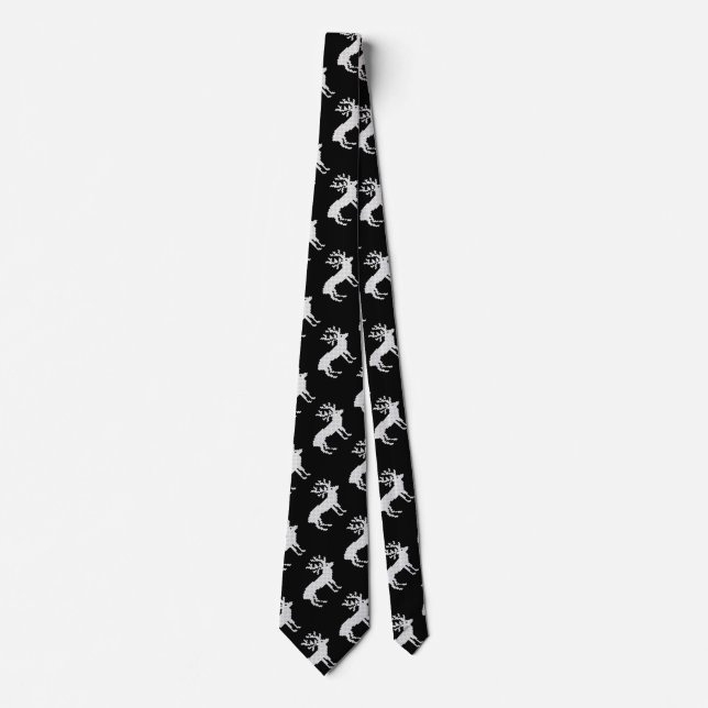 White Christmas Deer pattern Tie (Front)