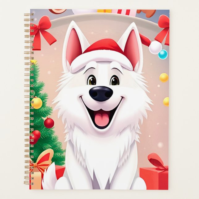 🎁White Christmas Dog Santa Hat Gift Idea ✨ Planner (Front)