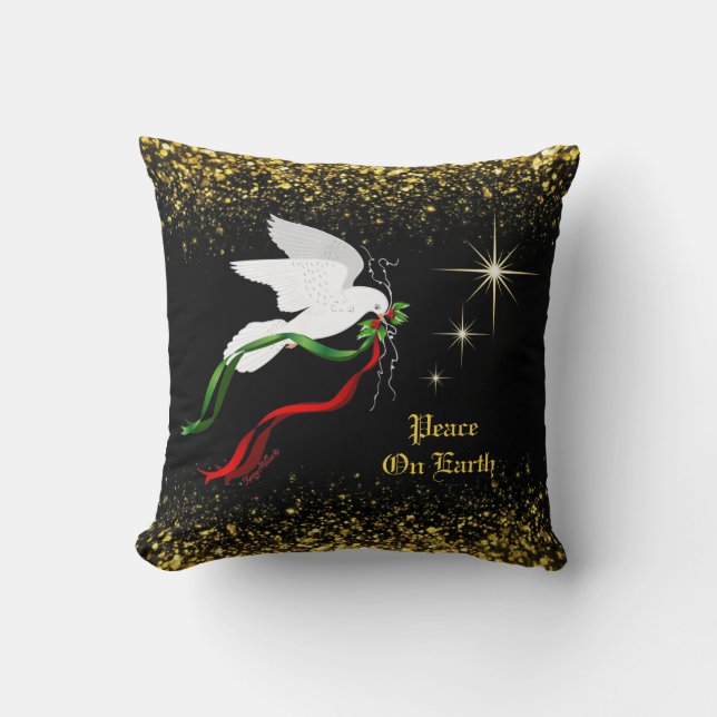 White Christmas Dove Cushion (Front)