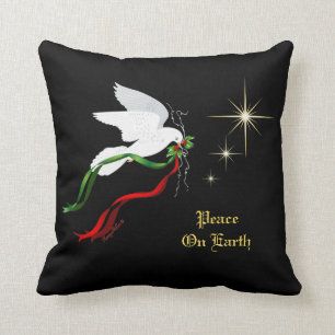 White Christmas Dove Throw Pillow
