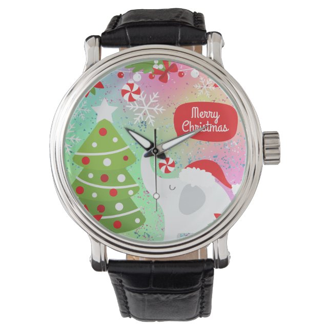 White Christmas Elephant  Watch (Front)