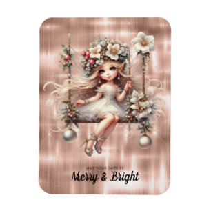 White Christmas Fairy Merry And Bright Magnet