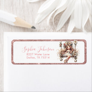 White Christmas Fairy on Pink Return Address