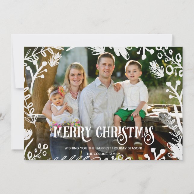 White Christmas Full Photo Horizontal Holiday Card (Front)