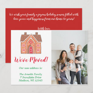 White Christmas Gingerbread Home Photo Moving Holiday Card