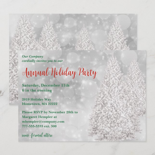 White Christmas Holiday Party Invitation (Front/Back)
