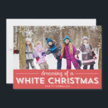 White Christmas Holiday Photo Card - Red<br><div class="desc">Celebrate the season with this modern and stylish holiday card from Berry Berry Sweet. Visit WWW.BERRYBERRYSWEET.COM to see our collection of stylish stationery. More colours available.</div>