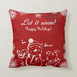 White Christmas Illustration Cushion