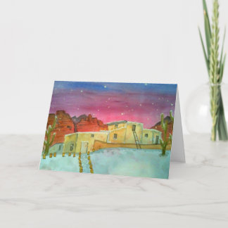 White Christmas in Sedona Watercolor Holiday Card