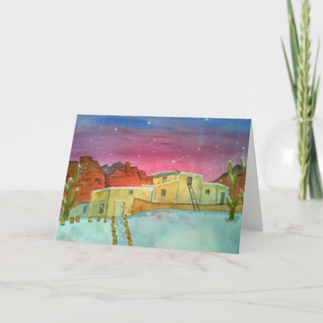 White Christmas in Sedona Watercolor Holiday Card (Front)