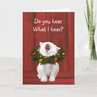 White Christmas kitten Holiday Card
