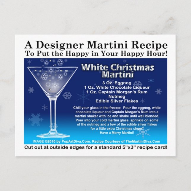 White Christmas Martini Recipe Postcard (Front)