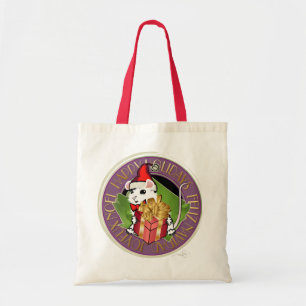 White Christmas Mouse Holiday Greeting Tote Bag