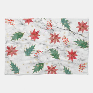 White Christmas Nail Art Tea Towel