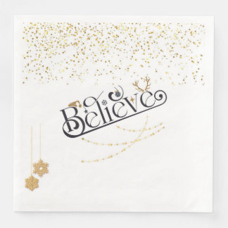 White Christmas Napkin-Believe Napkin