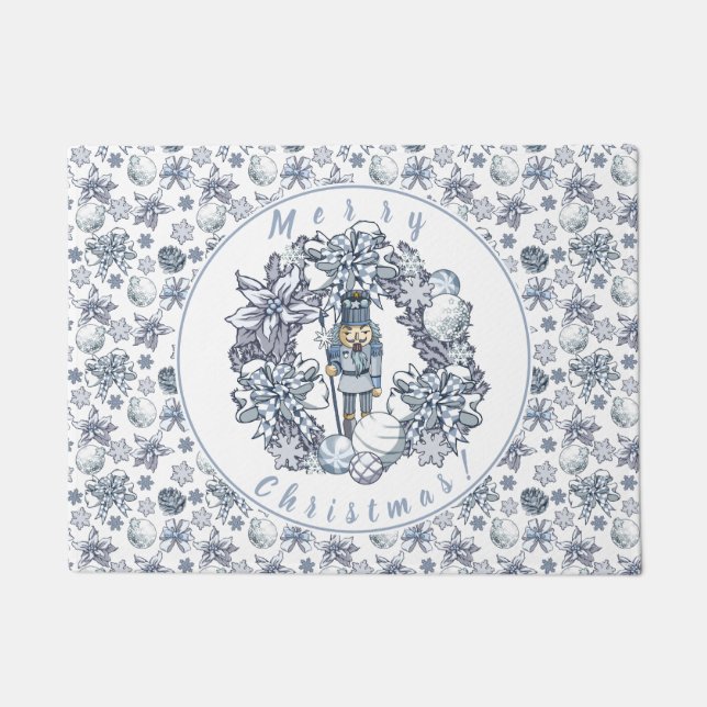 White Christmas Nutcracker Wreath Doormat (Front)