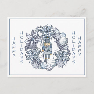 White Christmas Nutcracker Wreath Postcard