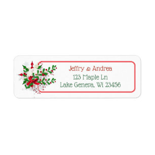 White Christmas Ornament and Holly Address Labels