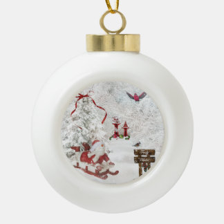 White Christmas Ornament Snowman Sled Cardinal