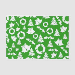 White Christmas Ornaments on Green Background Tissue Paper