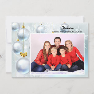 White Christmas Ornaments personalize with Photo Holiday Card