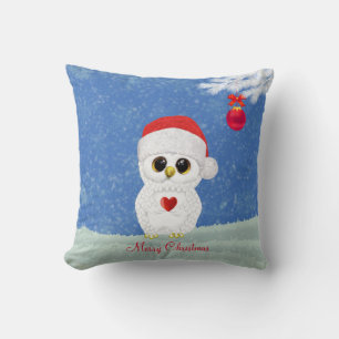 White Christmas Owl Cushion