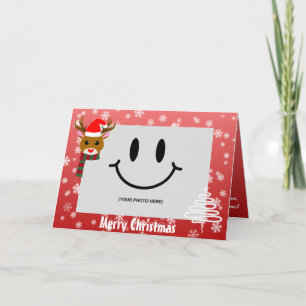White Christmas Photo Rudolph Red Nosed Reindeer Card