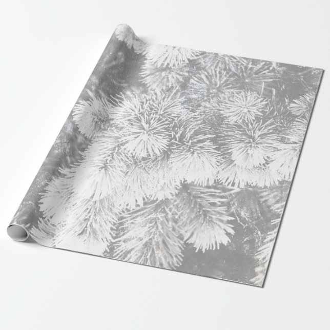 White Christmas Pine Wrapping Paper (Unrolled)