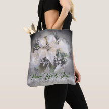 White Christmas Poinsettia Tote