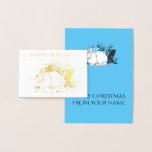 white christmas Rabbit Hare Foil Card<br><div class="desc">white christmas Rabbit Hare.Vector,  imitation engravings.Artist by Zolotareva.You can add  name or custom text.</div>