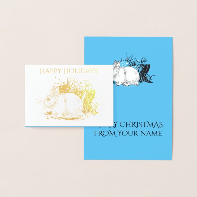 white christmas Rabbit Hare Foil Card (Display)