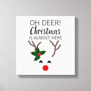 White Christmas Red Nose Reindeer Funny Quote Canvas Print