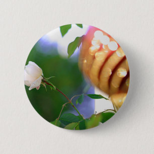 White Christmas Rose 6 Cm Round Badge