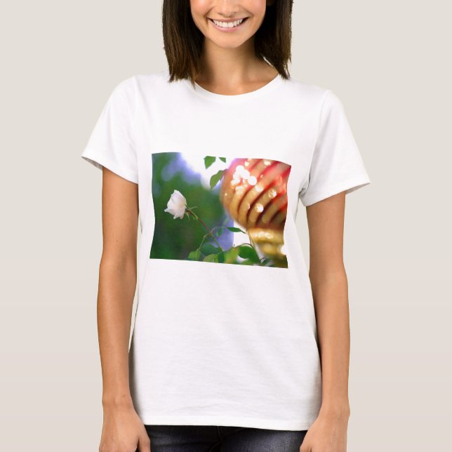 White Christmas Rose T-Shirt (Front)
