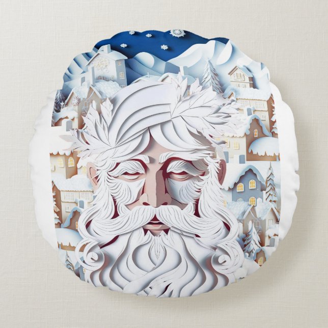 WHITE CHRISTMAS ROUND CUSHION (Front)