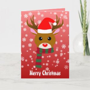 White Christmas Rudolph the Red Nosed Reindeer Card