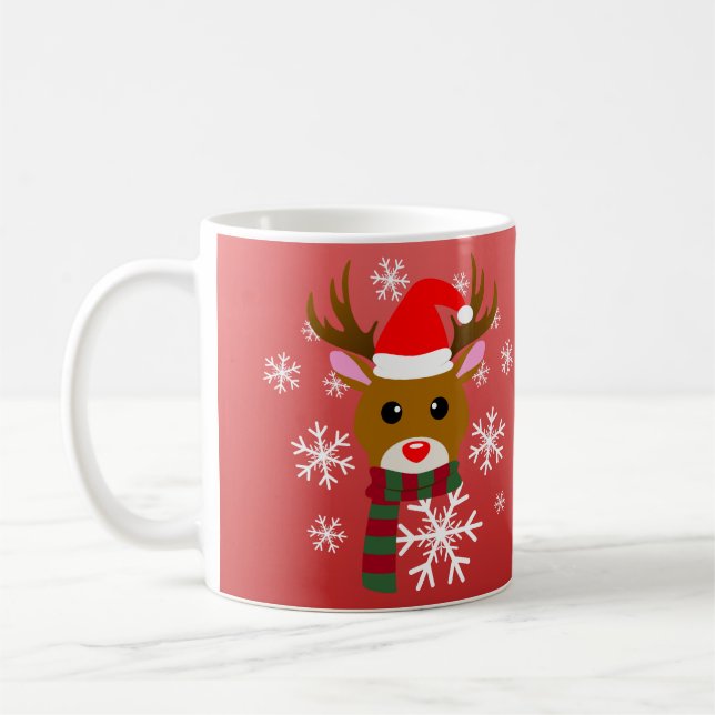 White Christmas Rudolph the Red Nosed Reindeer Coffee Mug (Left)