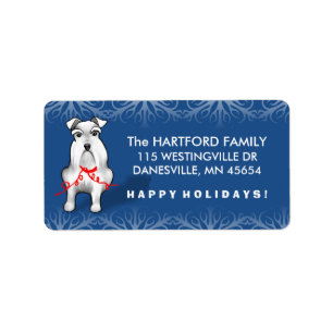 White Christmas Schnauzer Dog Address Labels