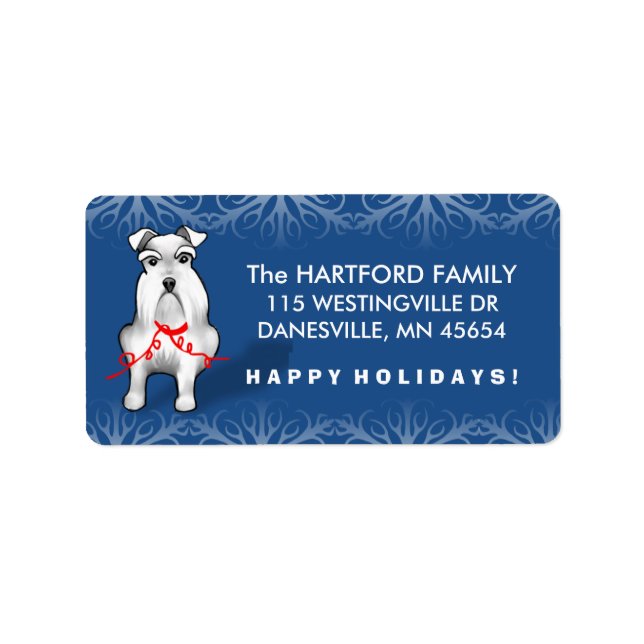 White Christmas Schnauzer Dog Address Labels (Front)