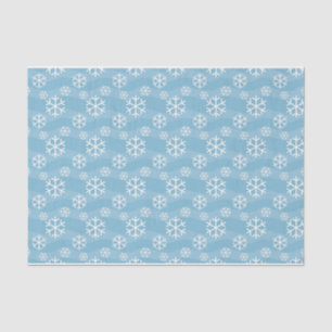 White Christmas Snowflakes on Blue Tissue Paper