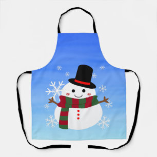 White Christmas Snowman Apron
