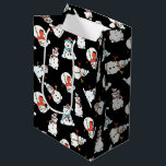 White Christmas Snowman | Black Medium Gift Bag<br><div class="desc">This black gift bag features an adorable snowman pattern. Great for kids of all ages. This design contains A.I.</div>