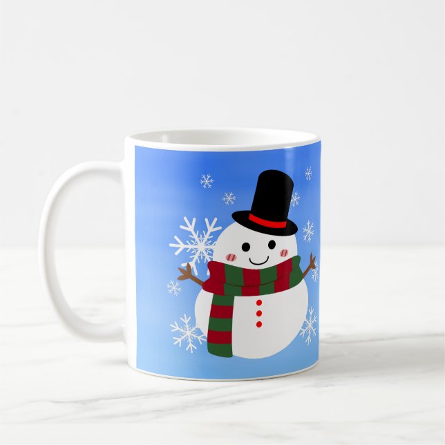 White Christmas Snowman Coffee Mug (Left)