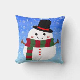White Christmas Snowman Cushion