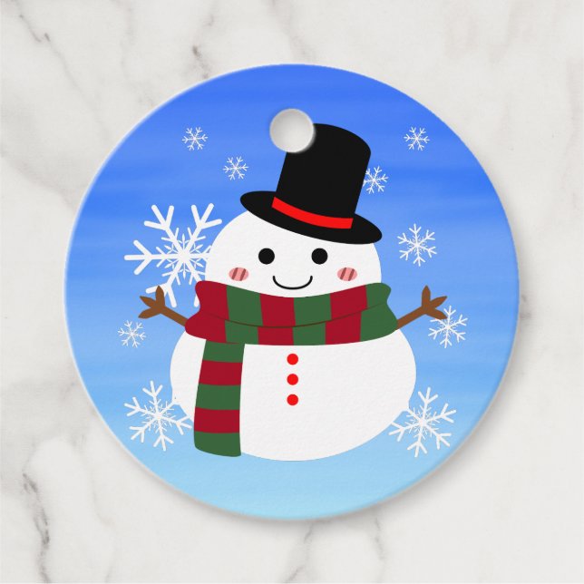 White Christmas Snowman Favour Tags (Front)