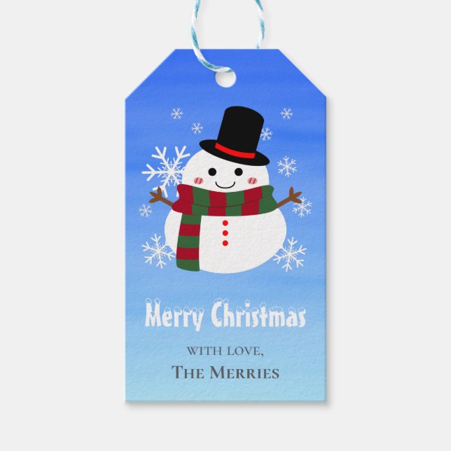 White Christmas Snowman Gift Tags (Front)
