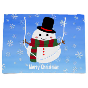 White Christmas Snowman Large Gift Bag
