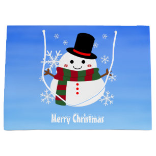 White Christmas Snowman Large Gift Bag