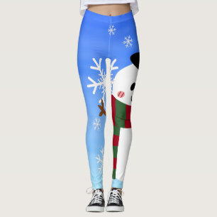 White Christmas Snowman Leggings