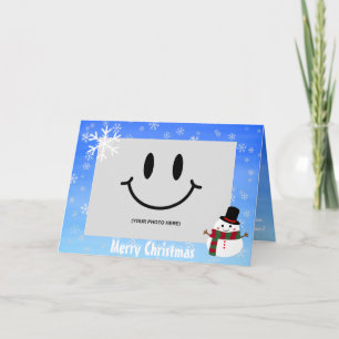 White Christmas Snowman Photo Card